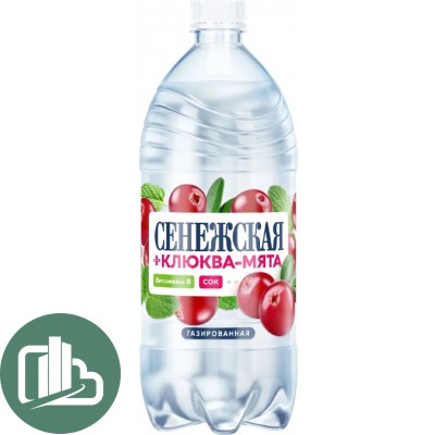 Сенежская плюс 1л Клюква-Мята газ 1/6