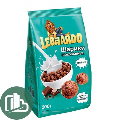 Яшкино Готовый завтрак Leonardo 200гр Шарики шоколадные 1/8