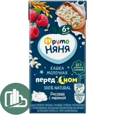 Фруто Няня 0,2л 1/18 Каша Молочная Рисовая с малиной