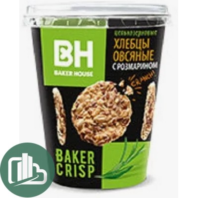Хлебцы Baker House 50гр цельнозерновые овсяное с размарином 1/10