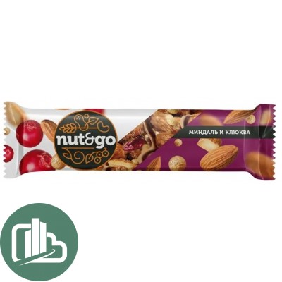 Яшкино Миндальный батончик NUT N GO с клюквой 36гр 1/18 (8)