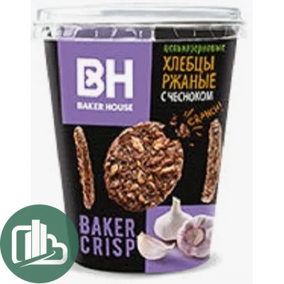 Хлебцы Baker House 50гр цельнозерновые ржаные с чесноком 1/10