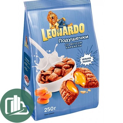 Яшкино Готовый завтрак Leonardo 250гр Подушечки со вкусом Карамели 1/10