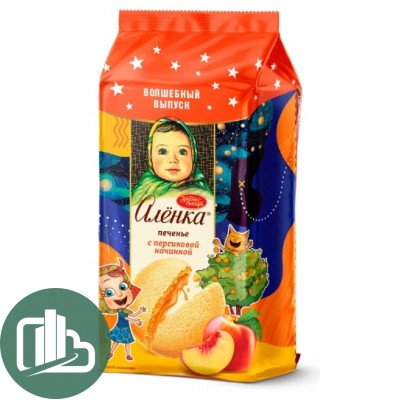 Печенье Аленка 115гр 1/12 Сдобное с персиковой начинкой
