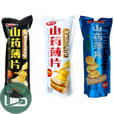 Чипсы Yam Chip Китай 90гр Зеленый Лук/Острые/Соус 1/10 (8) (Белый Черный Голубой)