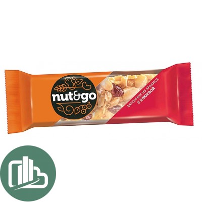 Яшкино Миндальный батончик NUT N GO Арахис и Клюква 42гр 1/18 (8)