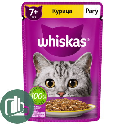 Вискас 75гр Рагу для кошек 7+ курица 1/28