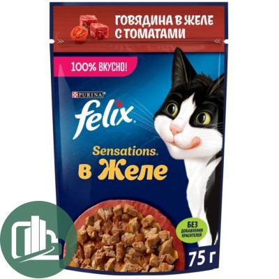 FELIX 75г в желе Sensations 1/26 Говядина/томаты