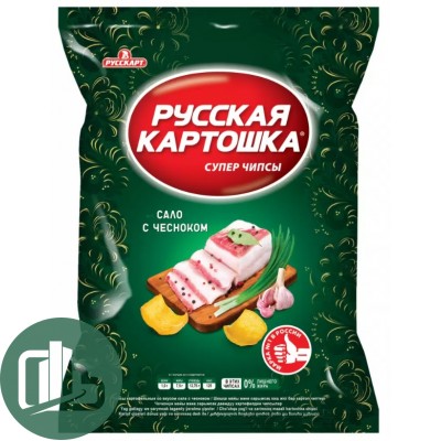 Чипсы Русская картошка ,,со вкусом Сало с чесноком" 105 гр. 1/10