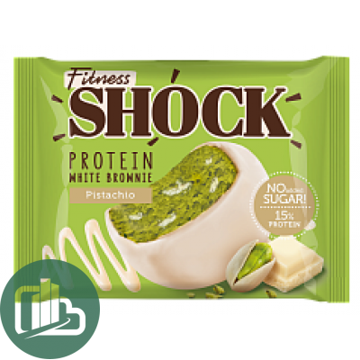 Протеиновый батончик Shok 50гр Брауни Белый шоколад и Фисташка 1/10