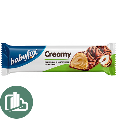 Яшкино Вафельный батончик BabyFox Creamy мол-орех 23гр 1/24 (6)