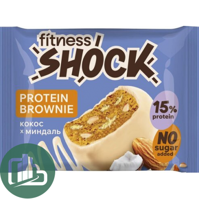 Протеиновый батончик Shok 50гр Брауни Миндаль Кокос 1/12