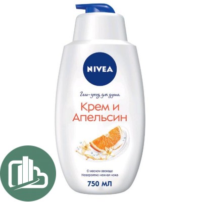 Nivea гел-уход для душа Крем и апельсин 750мл 