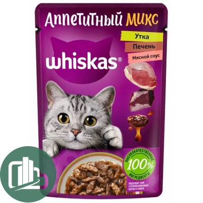 Вискас 75гр паштет Утка + Печень 1/28