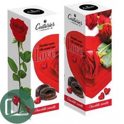Кутюрье Конфеты LOVE РОЗЫ НА БЕЛОМ 105гр 1/16