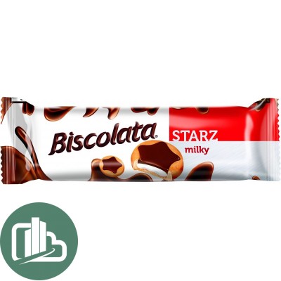 Печенье Biscolata STARZ  с мол шоколадом и мол. кремом 88гр 1/24