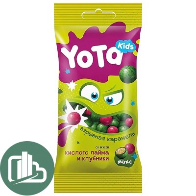 Яшкино Yota 50гр Драже с взрывной карамелью Лайм Клубника 1/16