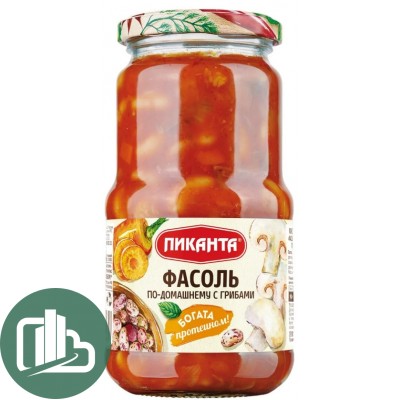 Пиканта Фасоль по домашнему с грибами 470гр 1/6