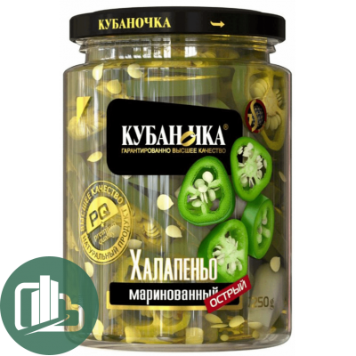 Кубаночка Перец 250гр Зеленый Маринованный Халапеньо 1/12