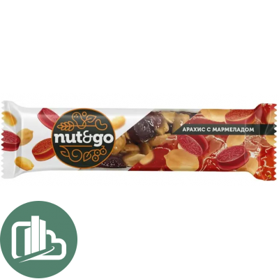 Яшкино Глазированный Батончик NUT N GO Арахис Мармелад 42г 1/18