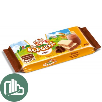 Вафли Коровка 300гр Шоколадной начинкой 1/11