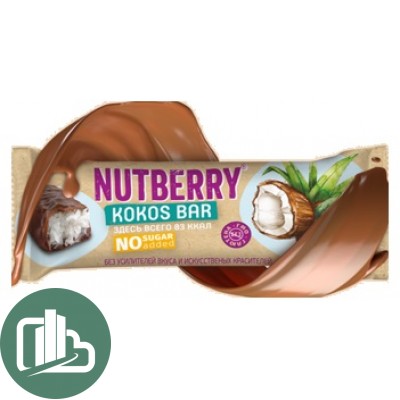 NUTBERRY Кокосовый батончик в шоколаде без сахара 30гр 1/24