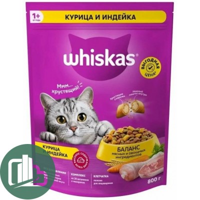 ВИСКАС 800гр Подушечки Курица Индейка 1/8