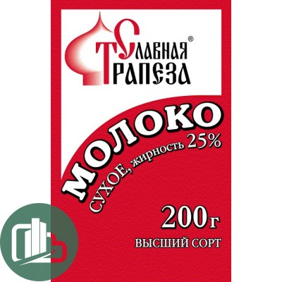 Молоко Сухое Славная Трапеза 200гр 1/24 25% 