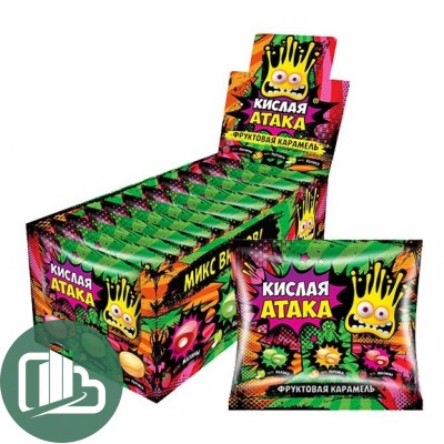 КИСЛАЯ АТАКА Фруктовая карамель 40гр 1/20 (6) KA-4-1
