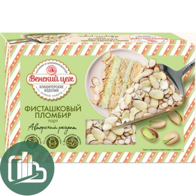 Венский цех Торт Фисташковый пломбир 390гр 1/4 (Черемушки)