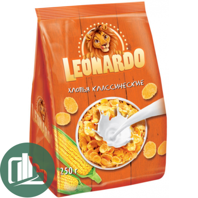 Яшкино Готовый завтрак Leonardo 250гр Хлопья кукурузные 1/16