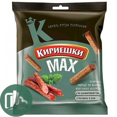 Яшкино Кириешки Maxi 40гр со вкусом Охотничьи колбаски 1/60