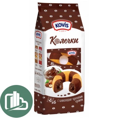 Kovis Колечки бисквитные с шок-ореховым кремом 240гр 1/6