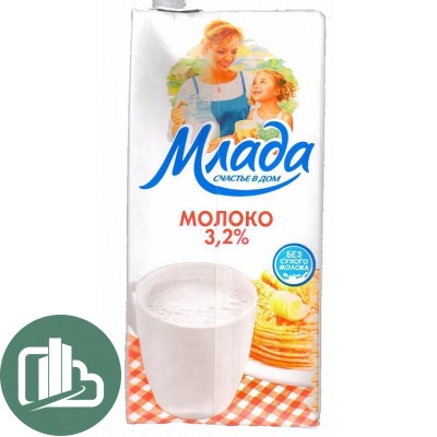 Молоко Млада 3,2% 1л 1/12