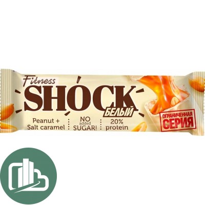 Протеиновый батончик Shok 50гр Соленый Карамель Арахис Белый 1/12