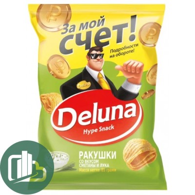 Снеки кукуруз DELUNA Ракушки со Сметаны и лука 85гр 1/18