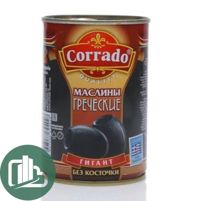 Маслины Corrado Греческие гигант б/к 425гр. 1/12 ж/б