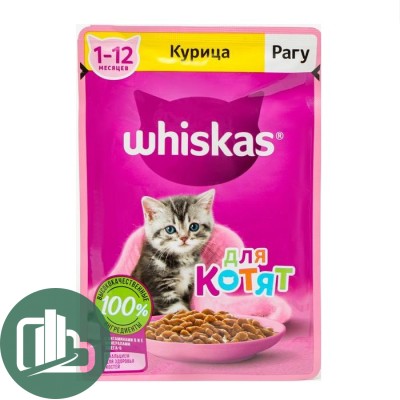 Вискас 75гр Рагу с курицей 75гр 1/28 (для котят)