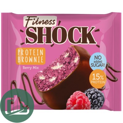 Протеиновый батончик Shok 50гр Ягодный Микс Брауни 1/10