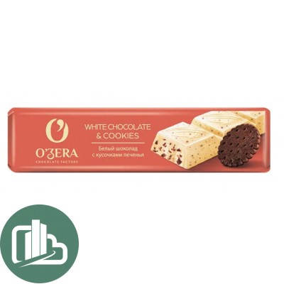 Яшкино Шоколад белый OZera Белый с печеньем White Cookies 45гр 1/30