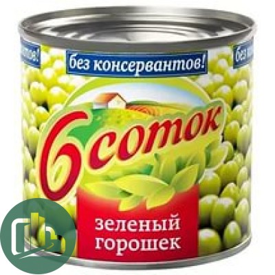 6 Соток Горошек зеленый 400гр 1/12 ж/б