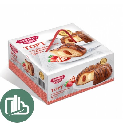 Яшкино Торт с клуб,джемом и сливоч, кремом 500гр 1/6