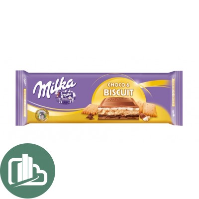 Милка 300гр Choco & Biscuit 1/12 (молочный шоколад с бисквитным печеньем)