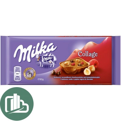 Милка 93гр Collage Fruit 1/18 (сочетание малины,фундука и капелек темного шоколад) (Импорт)
